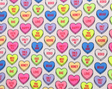Candy Hearts Polyester Spandex Fabric - Valentine Hearts Print, 58"/60" Width (1 Yard)