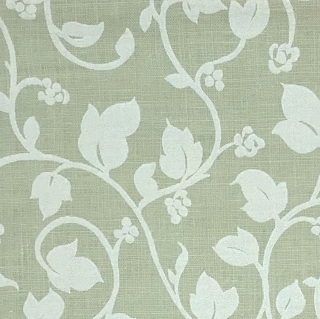 Linen Vines Print Fabric Sage