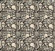 Cotton Skeleton Bones Print Fabric on Black 43/44"