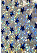 Superhero Holographic Stars Nylon Spandex Foil Fabric - Holographic Stars, Red/Silver, White/Blue, Blue/Silver, 58/60" Width