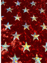 Superhero Holographic Stars Nylon Spandex Foil Fabric - Holographic Stars, Red/Silver, White/Blue, Blue/Silver, 58/60" Width