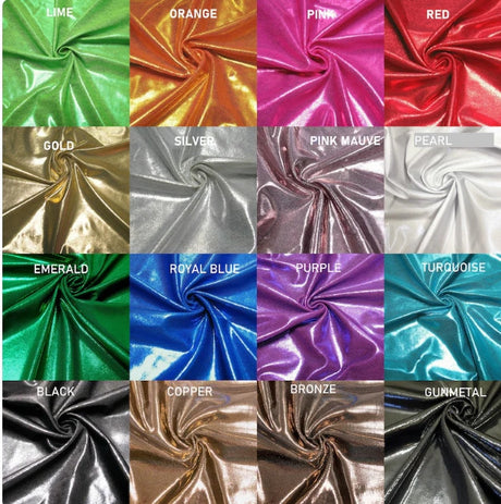 20 Colors Heavy Nylon Spandex Fabric - Shiny Mystic Finger Foil, 4-Way Stretch, 58"-60" Width