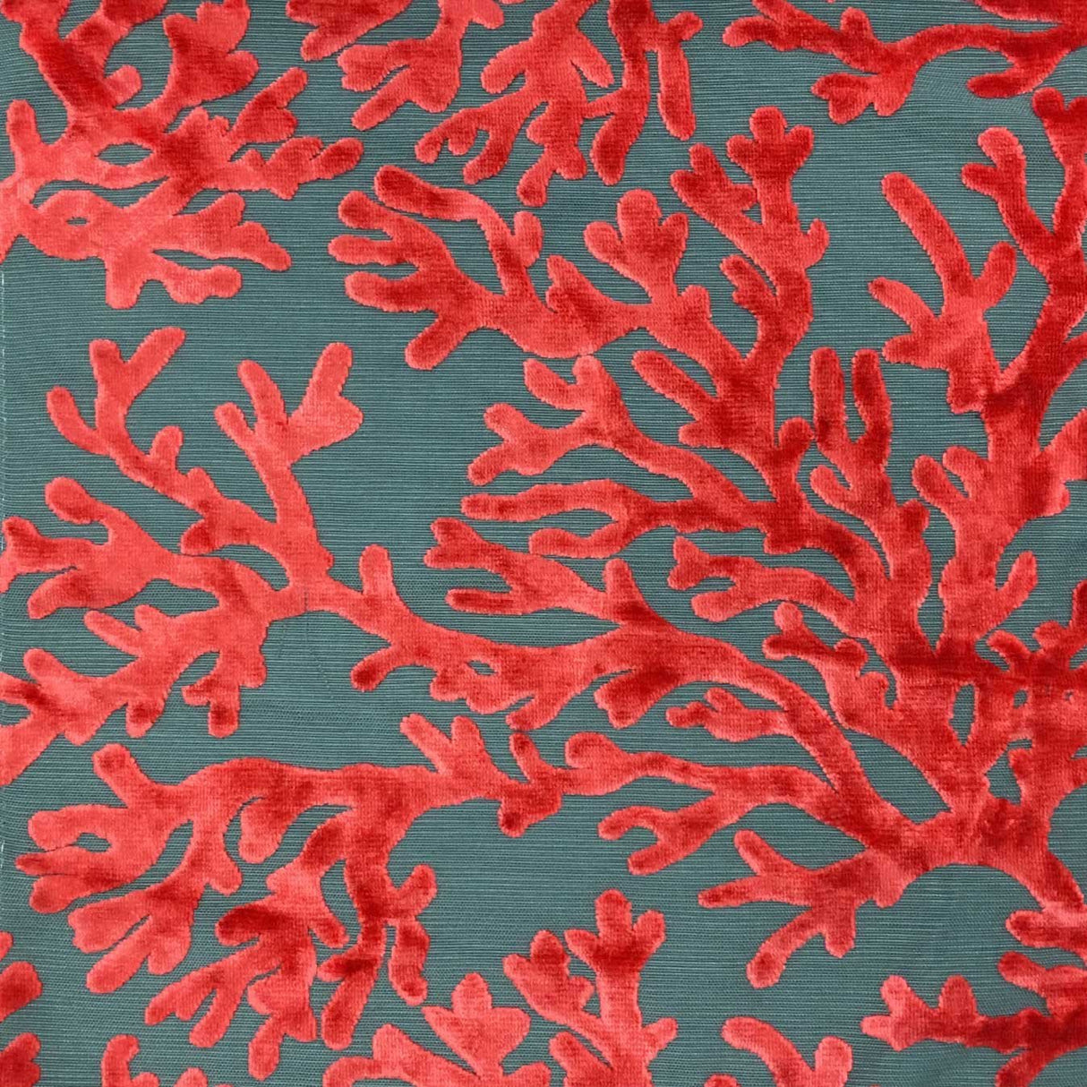 Burnout Velvet Upholstery Fabric Coral Pattern