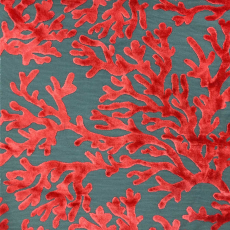 Burnout Velvet Upholstery Fabric Coral Pattern