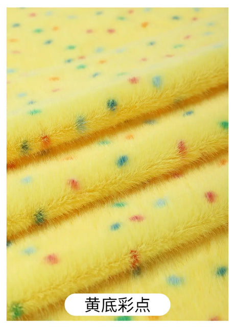 0.5/1/2 Yards Faux Fur Dot Printed Fabric for Plush Toys Cotton Dolls Warm Hats Decorative Cloth Handmade Sewing Fabrics