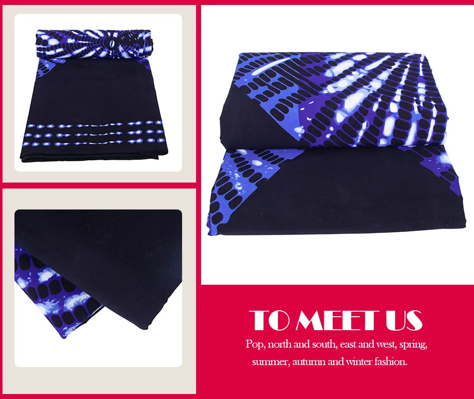 African Cotton Fabric Ankara Dresses Nigerian Fashion Batik Blue Fabrics 3/6 Yards/Lot Material 24fs1594