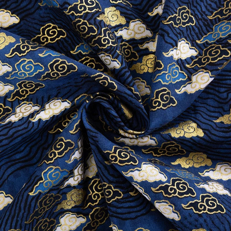 50x145cm Japanese Kimono Bronzed Fabric Sushi Cherry Blossoms Print Cotton Cloth DIY Materials Patchwork Accessories for Sewing