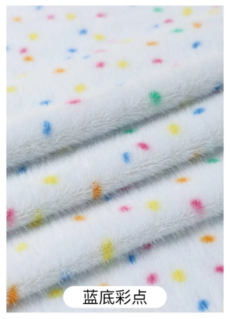 0.5/1/2 Yards Faux Fur Dot Printed Fabric for Plush Toys Cotton Dolls Warm Hats Decorative Cloth Handmade Sewing Fabrics
