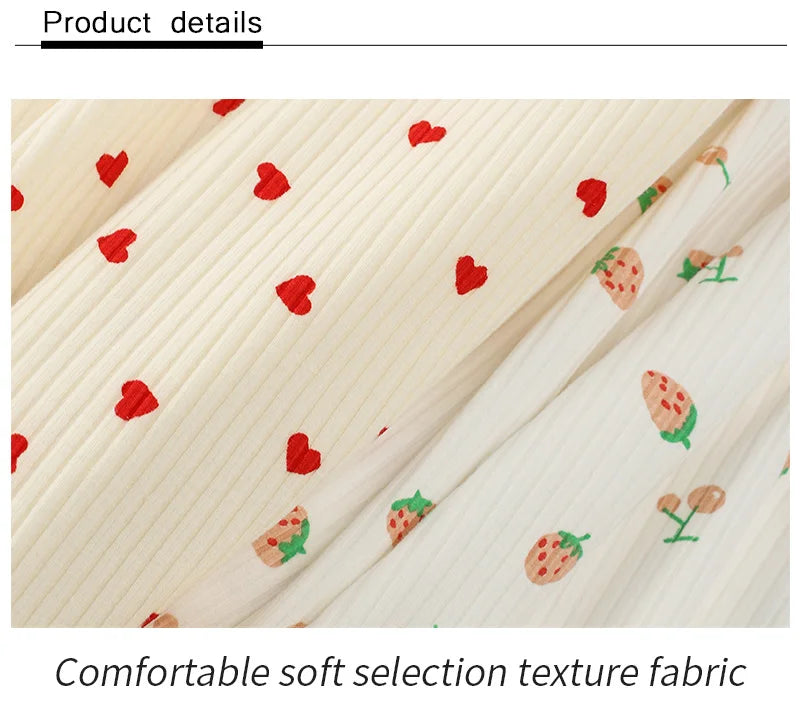 145x50cm Small Cherry Ribbed Knitted Pure Cotton Jacquard Fabric For Children's Clothing, T-shirts, Handmade DIY Sewing Fabrics