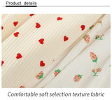 145x50cm Small Cherry Ribbed Knitted Pure Cotton Jacquard Fabric For Children's Clothing, T-shirts, Handmade DIY Sewing Fabrics