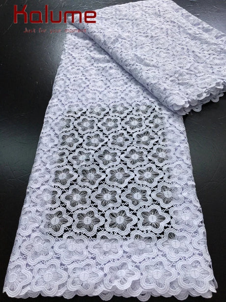 White African Guipure Cord Lace Fabric with Sequins 2025 High Quality Nigerian Guipure Cord Lace for Sewing Wedding Dress F4025