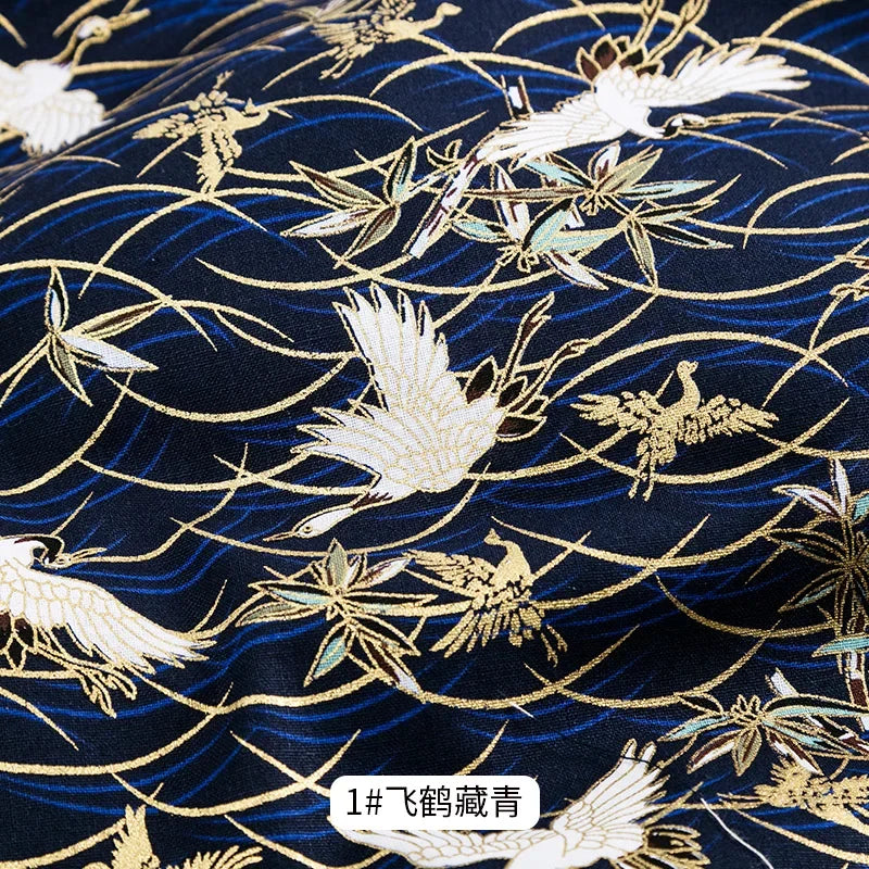 50x145cm Japanese Kimono Bronzed Fabric Sushi Cherry Blossoms Print Cotton Cloth DIY Materials Patchwork Accessories for Sewing