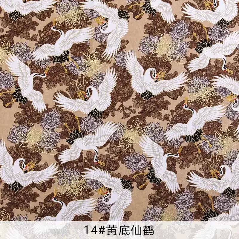 50x145cm Japanese Kimono Bronzed Fabric Sushi Cherry Blossoms Print Cotton Cloth DIY Materials Patchwork Accessories for Sewing