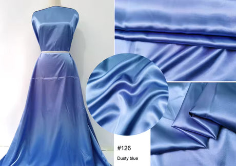 Plain Satin 58" Wide | 1Meter | 2Meters | 5Meters | Soft Charmeuse Fabric Scarf Craft DIY Material Blue