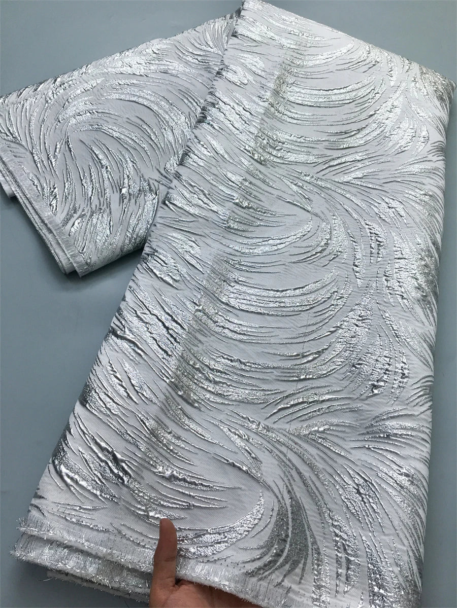 Brocade Jacquard African Lace Fabric Nigerian Damask Lace Fabrics Latest 2025 for Women Evening Dresses High Quality,2.5Yard4160
