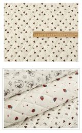 0.5m/1m/2m Thicken Corduroy Strawberry Love Print Quilted with Cotton Fabric for Blanket Children's Clothing DIY Sewing Fabric