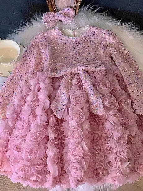 3D Large Rose Embroidered Lace Fabric, Discoloration Flower Children's Applique Clothing, Dress Fashion, RS24458