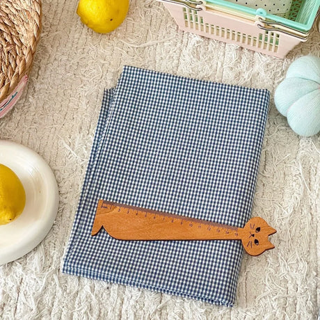 140x50cm Blue Checkered Washed Cotton Fabric for Women Kids DIY Clothing Bags Sewing Textile Accessories