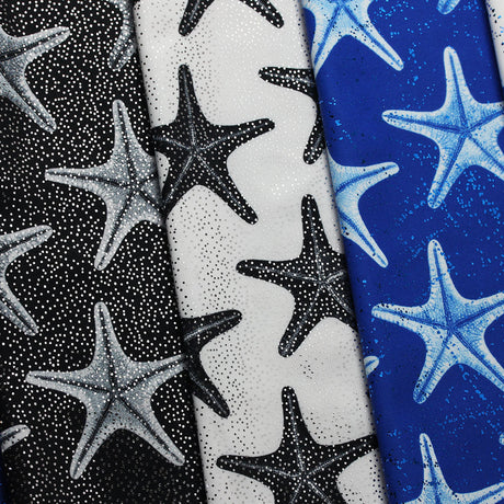 Sea Star Polyester Spandex Fabric - Multi-Color Sea Star Print, 58/60" Width (1 Yard)