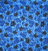 Sea Turtles With Traditional Polynesian Tattoo Patches Rayon Fabric - Taupe/Maroon/Black, 36" X 45" (1 Yard)