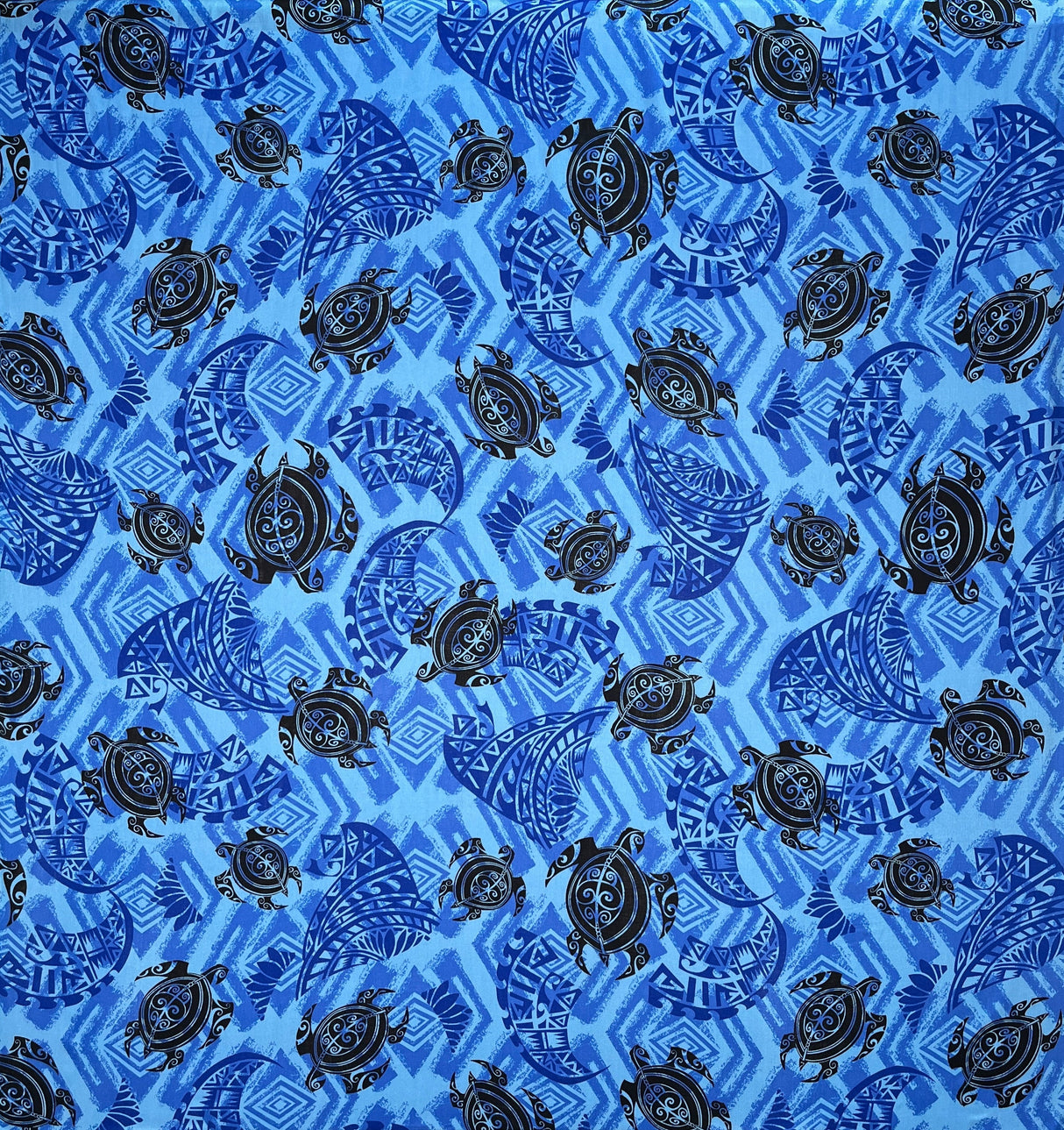 Sea Turtles W Traditional Polynesian Tattoo Patches Rayon Fabric - Taupe/Maroon/Black, 36" Width (1 Yard)