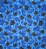 Sea Turtles W Traditional Polynesian Tattoo Patches Rayon Fabric - Taupe/Maroon/Black, 36" Width (1 Yard)