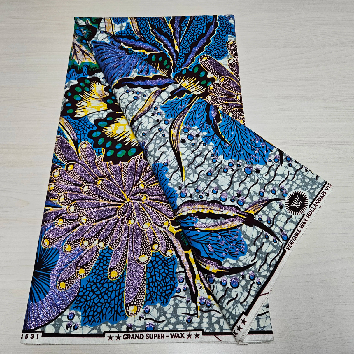 African cotton wax prints fabric, grand super Hollandais wax fabric, golden wax glitter, 6 yards per piece