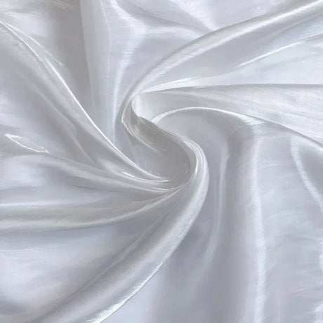 Shiny White Iridescent Fabric, Shimmer Organza Satin, Sold by Yard