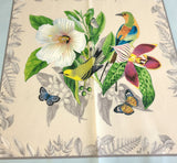 Fabric Panel Secret Escape Exotic Birds and Butterflies Blue 24x44 Elizabeth's Studio