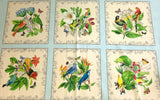 Fabric Panel Secret Escape Exotic Birds and Butterflies Blue 24x44 Elizabeth's Studio