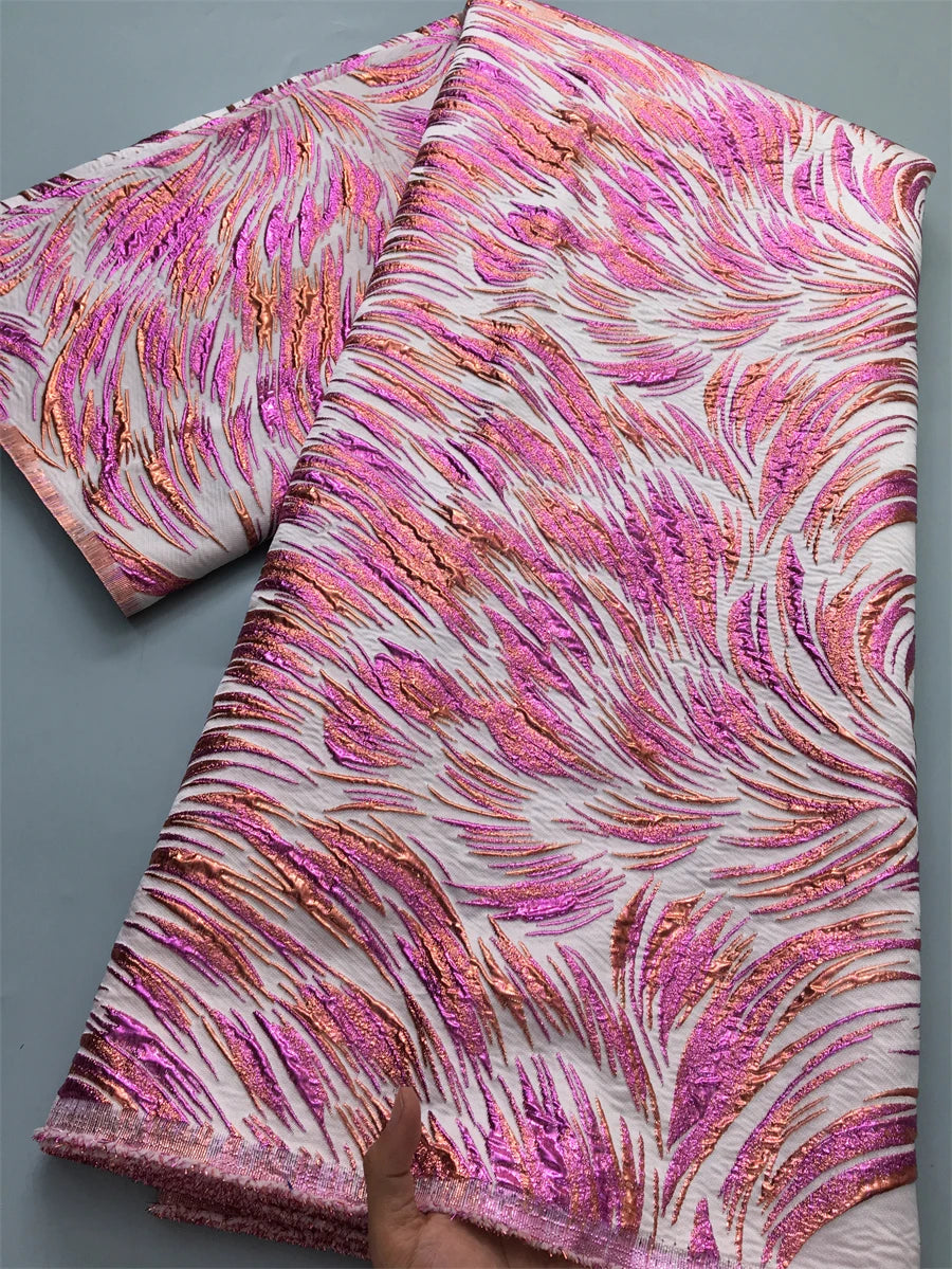 Brocade Jacquard African Lace Fabric Nigerian Damask Lace Fabrics Latest 2025 for Women Evening Dresses High Quality,2.5Yard4160