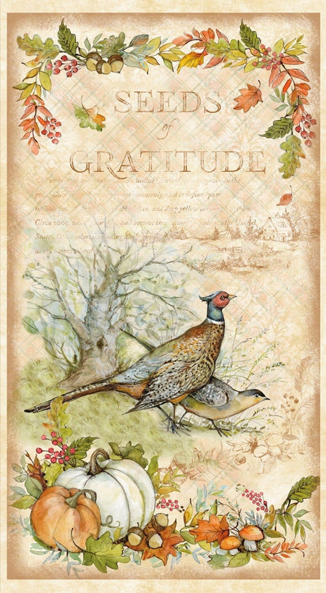 Fabric Panel Seeds of Gratitude Thanksgiving Wilmington Prints