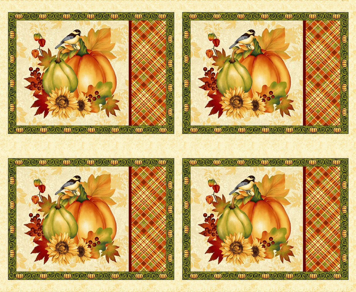 Quilting Cotton Seeds of Gratitude Holiday Cream Placemats Studio E