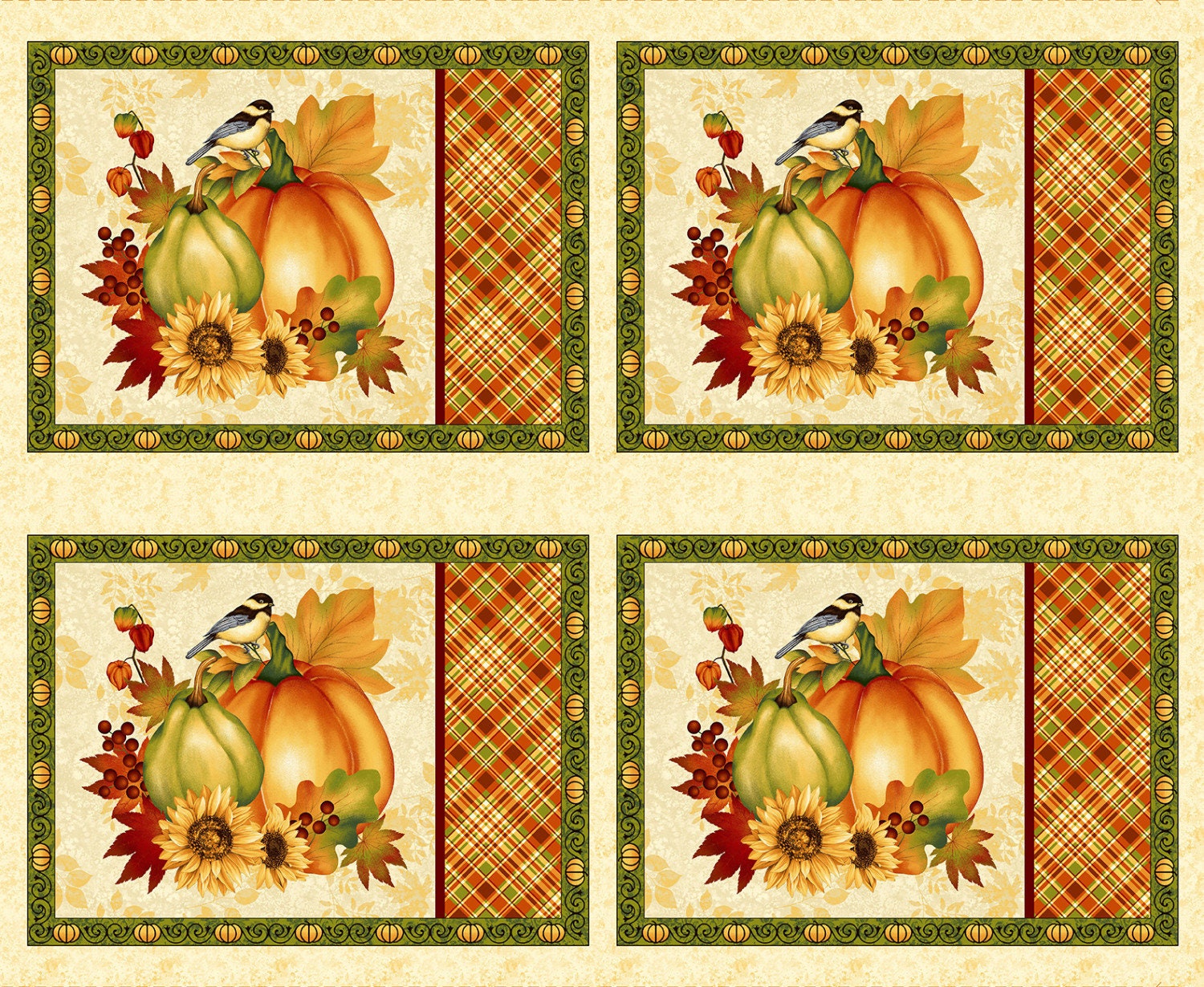 Quilting Cotton Seeds of Gratitude Holiday Cream Placemats Studio E