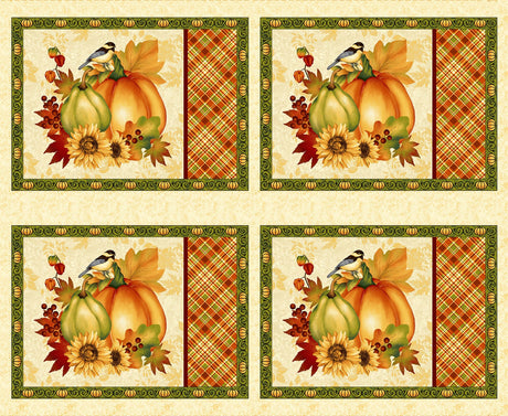 Quilting Cotton Seeds of Gratitude Holiday Cream Placemats Studio E