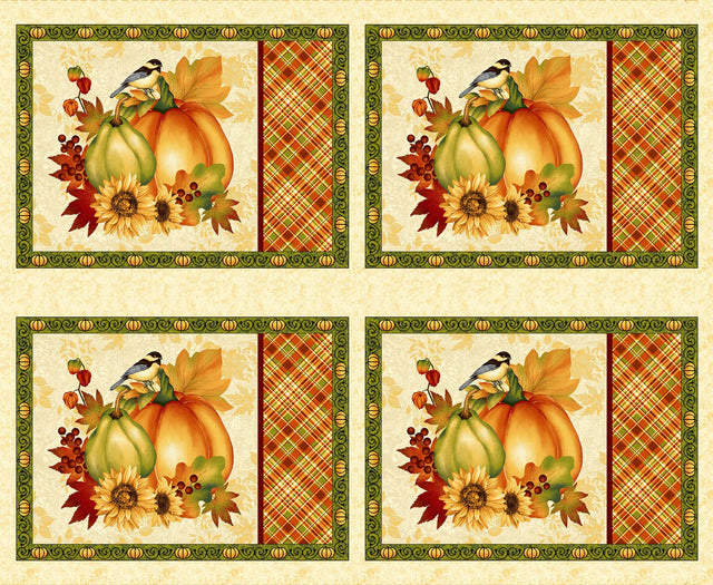 Quilting Cotton Seeds of Gratitude Holiday Cream Placemats Studio E