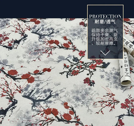 0.5m/1m/2m Encrypted Cotton Linen Retro Chinese Ink Style Fabric For Decorative Cloth Tablecloths Curtains Handmade DIY Fabric