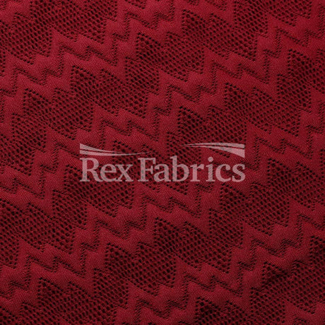 Seismic Lace Nylon Spandex Lace Fabric - 4-Way Stretch Chevron Pattern, 58/60" Width, 6 Colorways (1 Yard)
