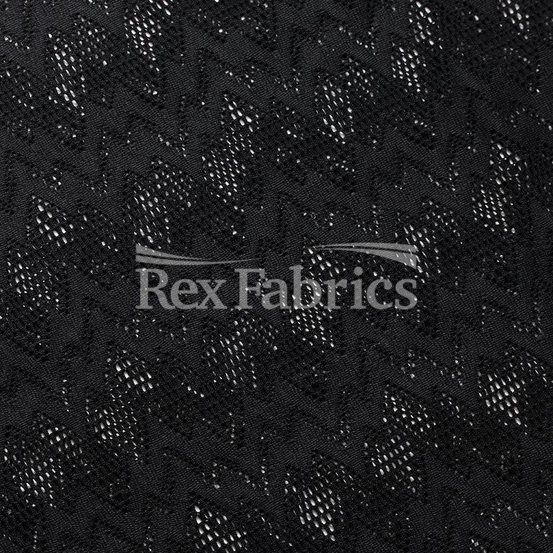 Seismic Lace Nylon Spandex Lace Fabric - 4-Way Stretch Chevron Pattern, 58/60" Width, 6 Colorways (1 Yard)