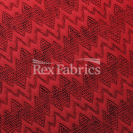 Seismic Lace Nylon Spandex Lace Fabric - 4-Way Stretch Chevron Pattern, 58/60" Width, 6 Colorways (1 Yard)