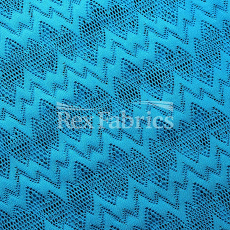 Seismic Lace Nylon Spandex Lace Fabric - 4-Way Stretch Chevron Pattern, 58/60" Width, 6 Colorways (1 Yard)