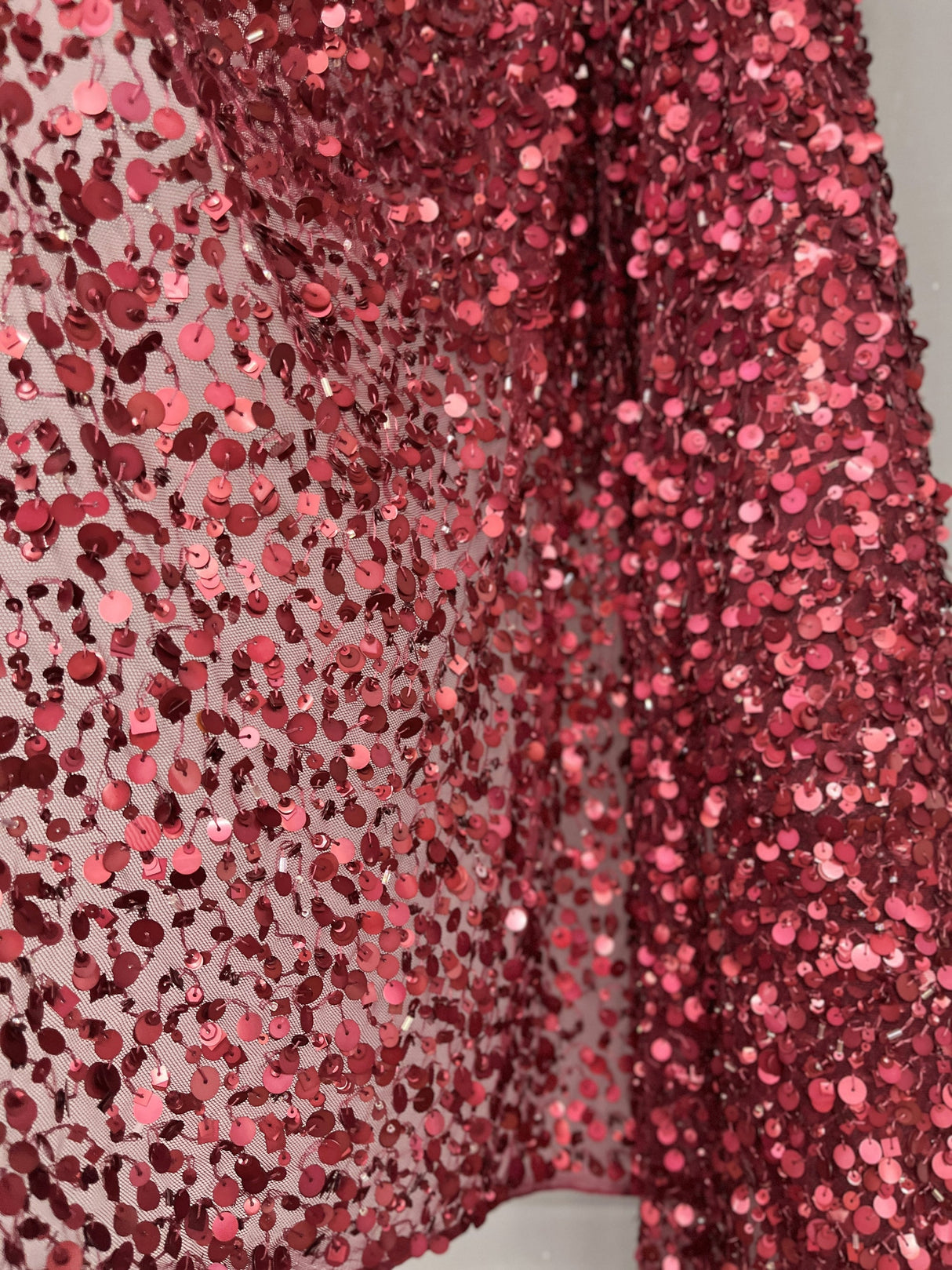Sequined Lace Fabric Burgundy 48"
