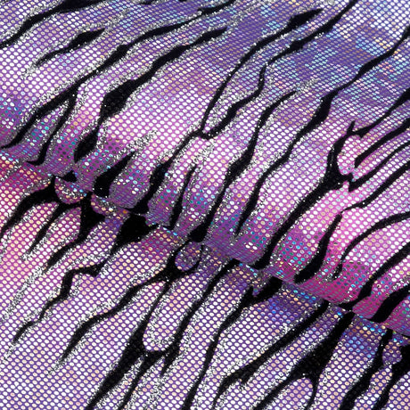 Serengeti Foil Glittered Flocked Stretch Spandex Fabric - Lime/Green, Yellow/Hot Pink, Purple/Hot Pink, 56/58" Width, 4-Way Stretch (1 Yard)