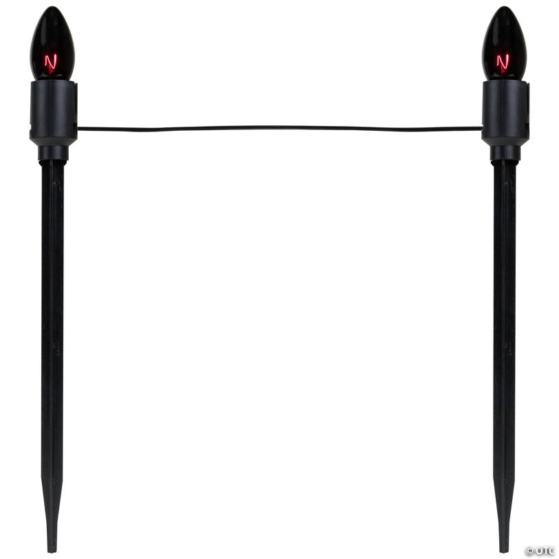 Set of 10 Purple C9 Bulb Halloween Pathway Markers - 8.75ft Black Wire