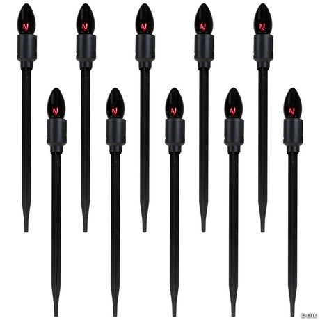 Set of 10 Purple C9 Bulb Halloween Pathway Markers with 8.75ft Black Wire