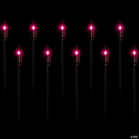 Set of 10 Purple C9 Bulb Halloween Pathway Markers with 8.75ft Black Wire