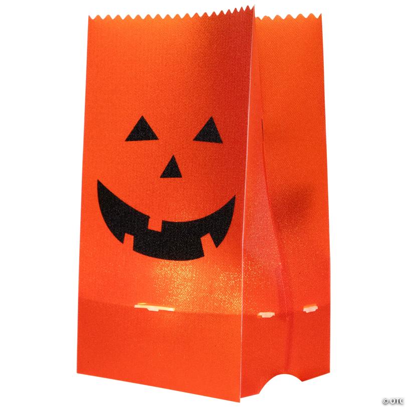 Set of 3 Jack-O-Lantern Halloween Luminary Pathway Markers - 5ft Black Wire