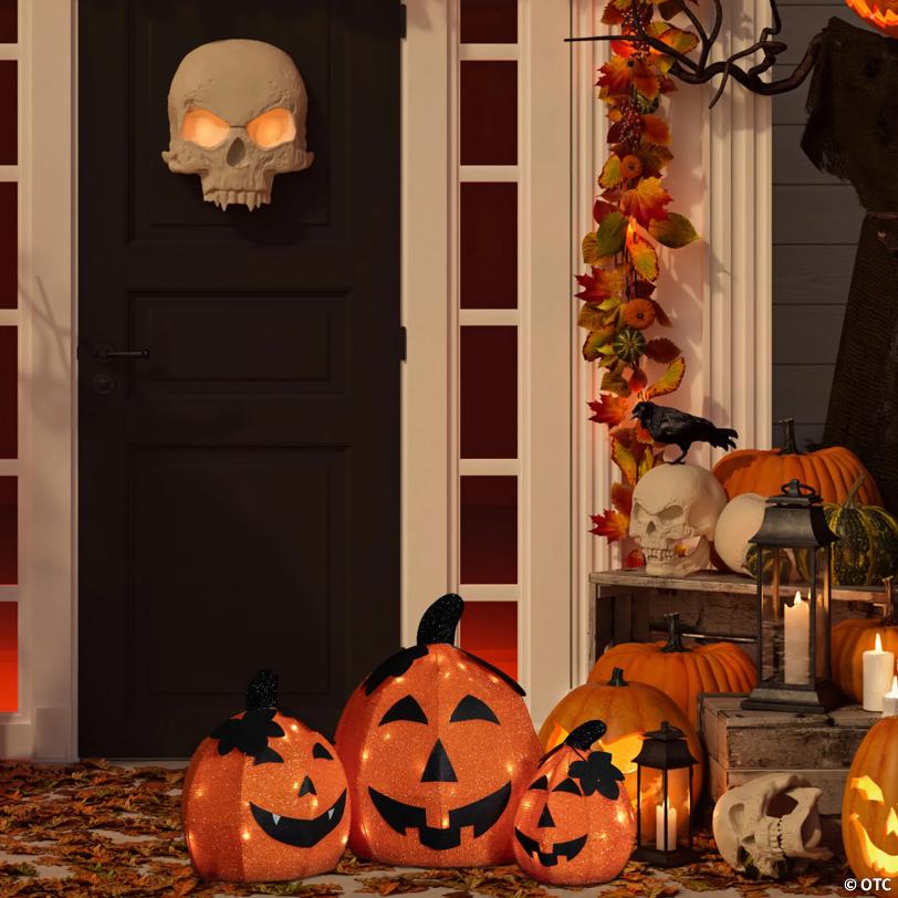 Set of 3 LED Lighted Jack O' Lantern Outdoor Halloween Decorations