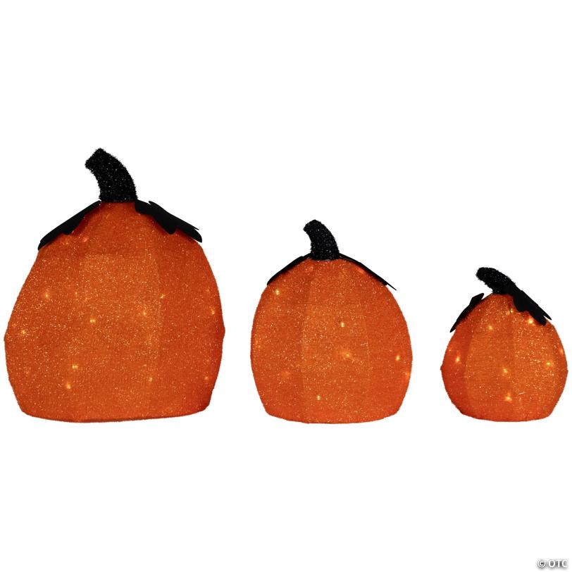 Set of 3 LED Lighted Jack O' Lantern Outdoor Halloween Decorations