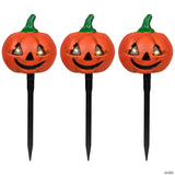 Set of 3 Lighted Jack-o-Lantern Halloween Pathway Markers